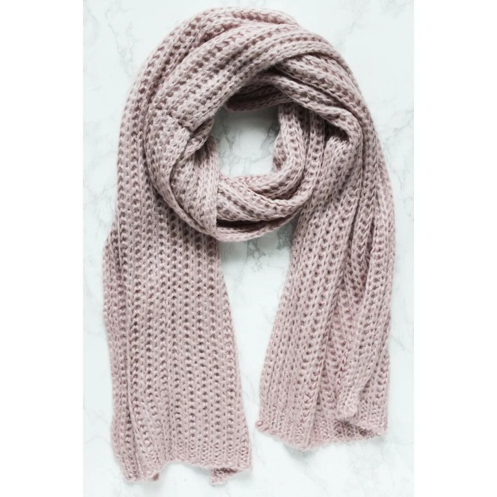 Buji Baja Dusty Lavender Oversized Rib Knit Scarf Soft Cozy Wrap